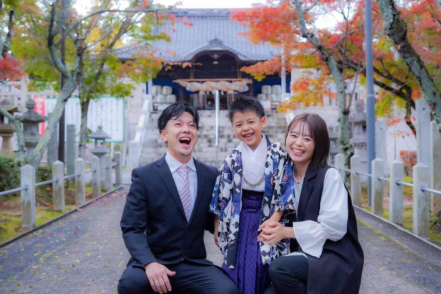 七五三の神社参拝出張撮影での家族写真
